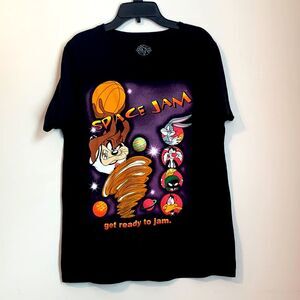 Space Jam | Men’s Black Graphic Print Basketball T shirt Looney Tunes Tee Size S